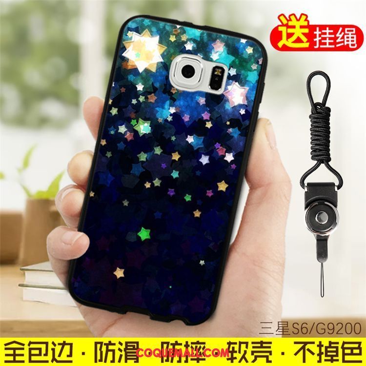 Étui Samsung Galaxy S6 Bleu Étoile Fluide Doux, Coque Samsung Galaxy S6 Téléphone Portable Silicone