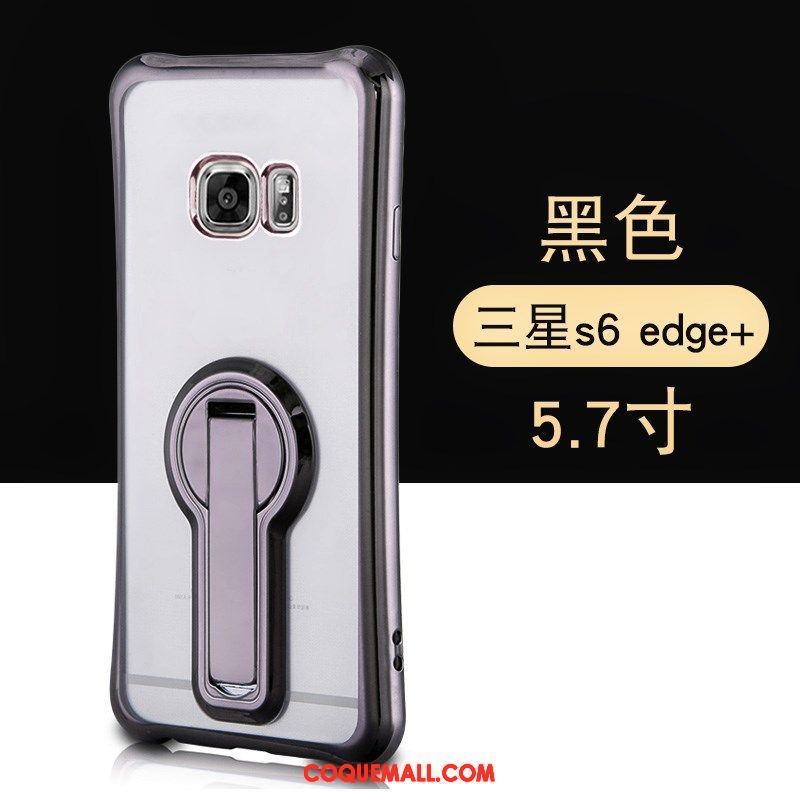 Étui Samsung Galaxy S6 Edge Étoile Noir Fluide Doux, Coque Samsung Galaxy S6 Edge Support Téléphone Portable