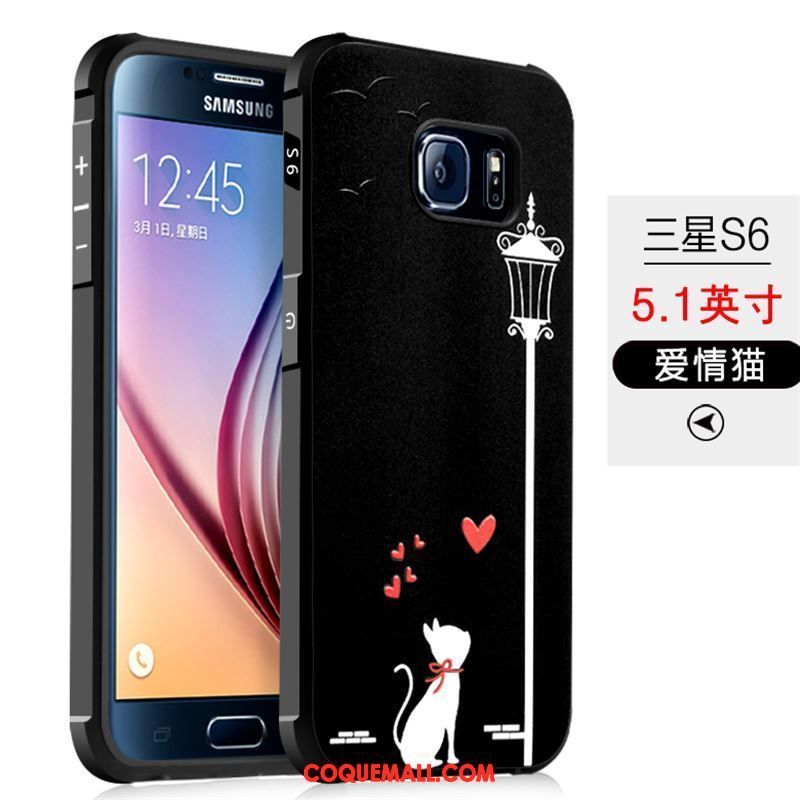 Étui Samsung Galaxy S6 Incassable Fluide Doux Téléphone Portable, Coque Samsung Galaxy S6 Noir Protection
