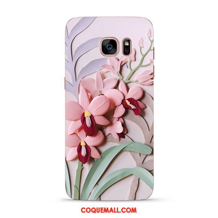 Étui Samsung Galaxy S7 Style Chinois Fluide Doux Téléphone Portable, Coque Samsung Galaxy S7 Beau Fleur