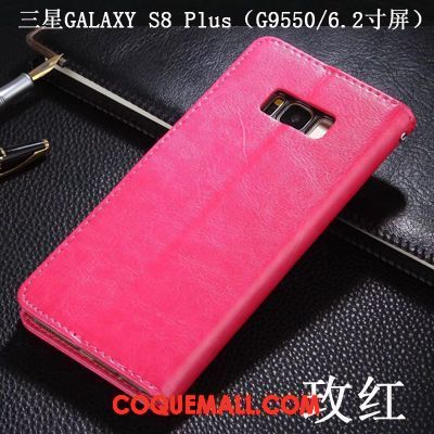 Étui Samsung Galaxy S8+ Protection Rouge Étui En Cuir, Coque Samsung Galaxy S8+ Étoile Téléphone Portable