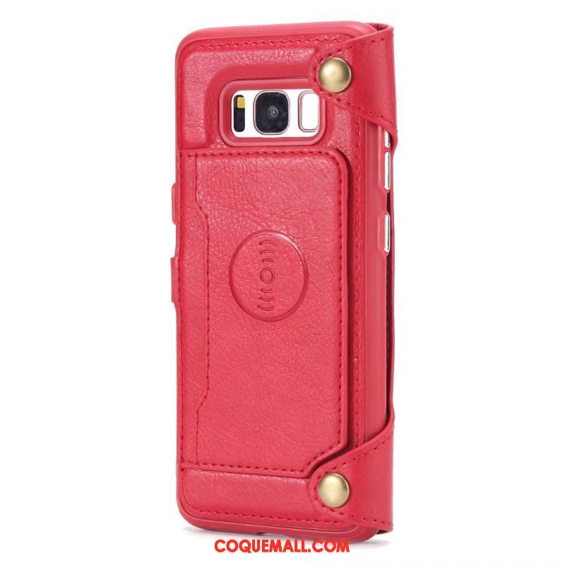 Étui Samsung Galaxy S8 Sac Carte Étui En Cuir Portefeuille, Coque Samsung Galaxy S8 Protection Rouge