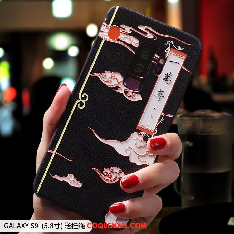 Étui Samsung Galaxy S9+ Amoureux Téléphone Portable Noir, Coque Samsung Galaxy S9+ Créatif Personnalité