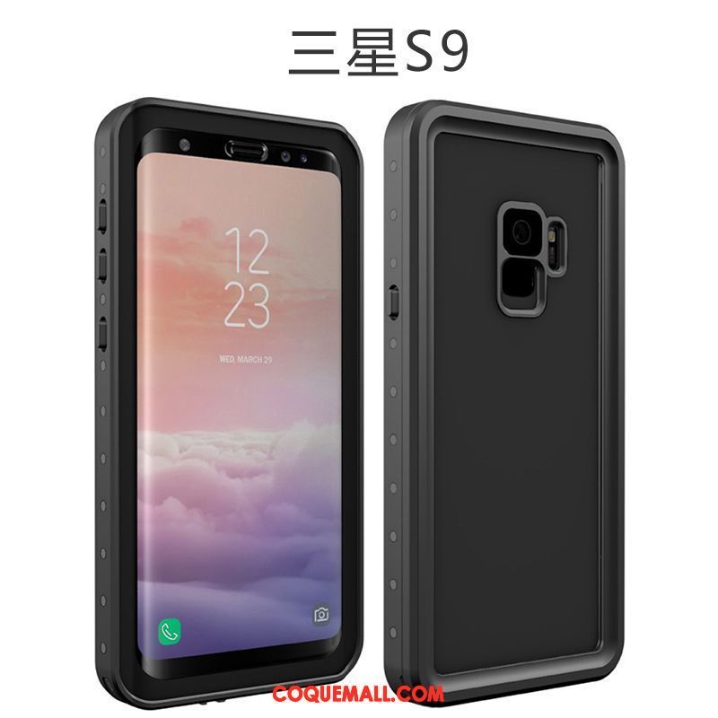 شخصيات مسلسل فرندز Étui Samsung Galaxy S9 Téléphone Portable Trois Défenses Très Mince, Coque Samsung Galaxy S9 Incassable Noir