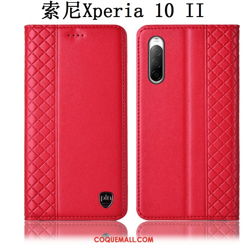 Étui Sony Xperia 10 Ii Incassable En Cuir Téléphone Portable, Coque Sony Xperia 10 Ii Protection Rouge