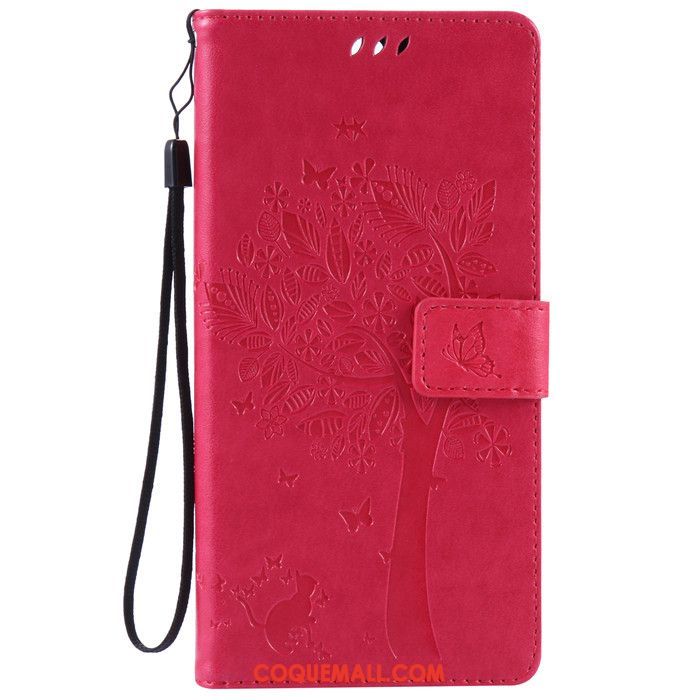 Étui Sony Xperia 5 Téléphone Portable Protection Rouge, Coque Sony Xperia 5 En Cuir Fluide Doux