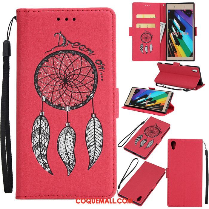 Étui Sony Xperia Xa1 Ultra Protection Téléphone Portable Rouge, Coque Sony Xperia Xa1 Ultra Étui En Cuir Clamshell