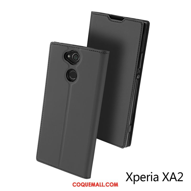 Étui Sony Xperia Xa2 Étui En Cuir Carte Tout Compris, Coque Sony Xperia Xa2 Incassable Noir