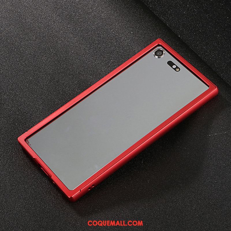 Étui Sony Xperia Xz Premium Protection Border Métal, Coque Sony Xperia Xz Premium Une Agrafe Rouge