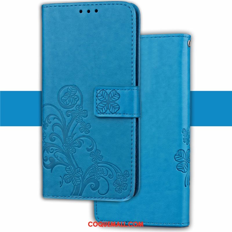 Étui Sony Xperia Xz1 Portefeuille Bleu Étui En Cuir, Coque Sony Xperia Xz1 Protection Téléphone Portable