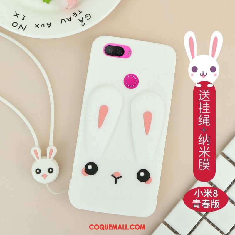 Étui Xiaomi Mi 8 Lite Incassable Silicone Petit, Coque Xiaomi Mi 8 Lite Net Rouge Nouveau Beige