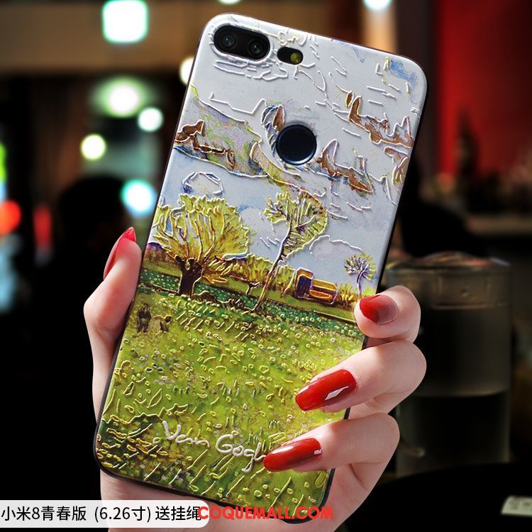 Étui Xiaomi Mi 8 Lite Très Mince Créatif Téléphone Portable, Coque Xiaomi Mi 8 Lite Silicone Vent Beige