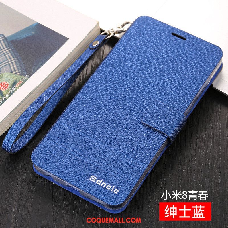 Étui Xiaomi Mi 8 Lite Téléphone Portable Protection Bleu, Coque Xiaomi Mi 8 Lite Fluide Doux Jeunesse Beige