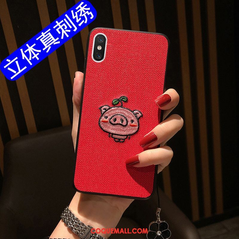 Étui Xiaomi Mi 8 Pro Incassable Téléphone Portable Rouge, Coque Xiaomi Mi 8 Pro Silicone Protection Beige