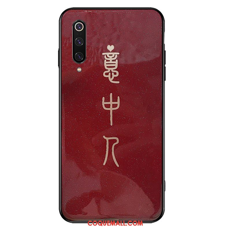Étui Xiaomi Mi 9 Rouge Petit Très Mince, Coque Xiaomi Mi 9 Refroidissement Personnalité Beige
