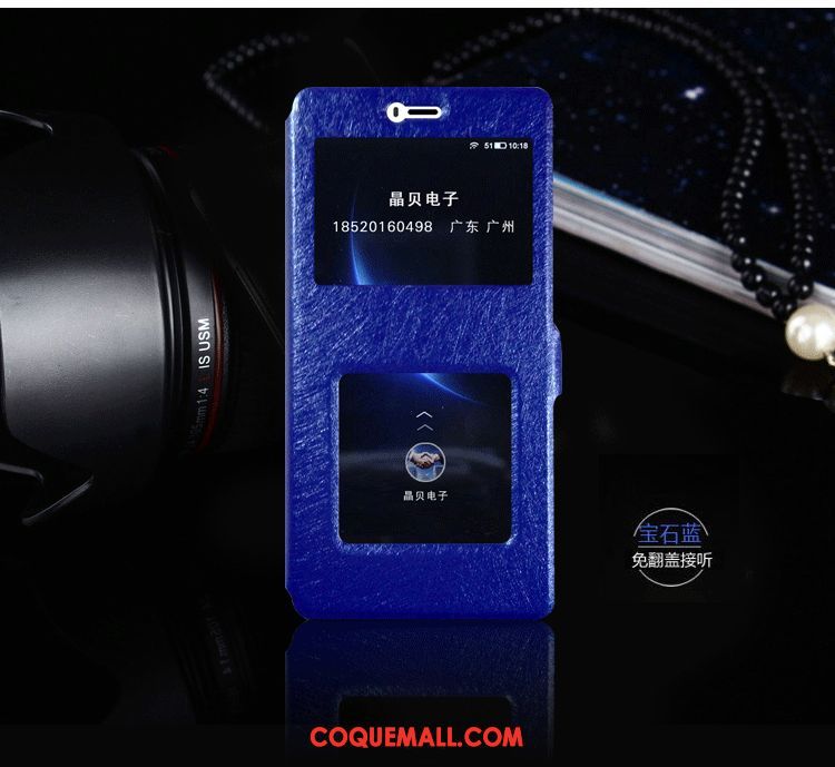 Étui Xiaomi Mi A1 Windows Protection Étui En Cuir, Coque Xiaomi Mi A1 Bleu Téléphone Portable Beige