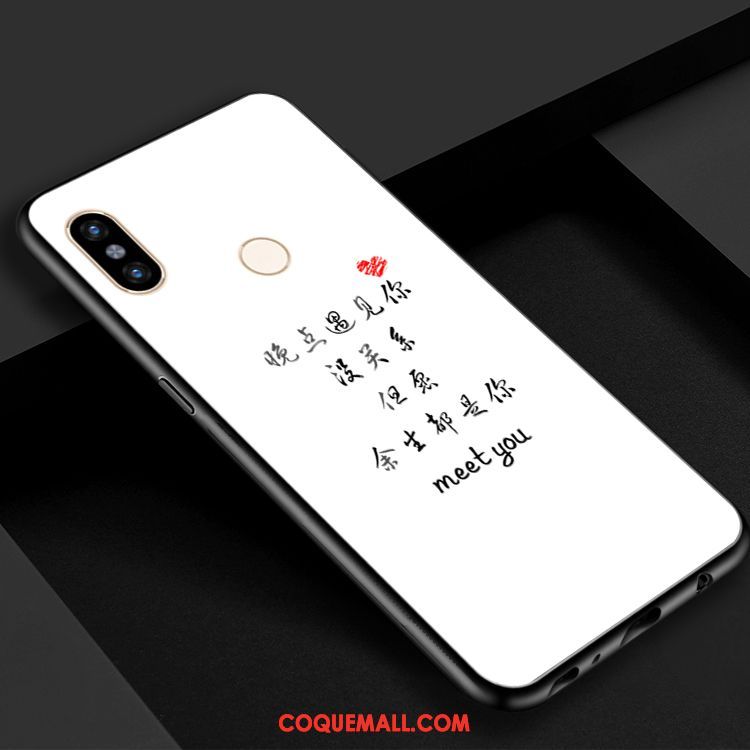 Étui Xiaomi Mi Max 3 Amoureux Petit Rouge, Coque Xiaomi Mi Max 3 Verre Blanc Beige