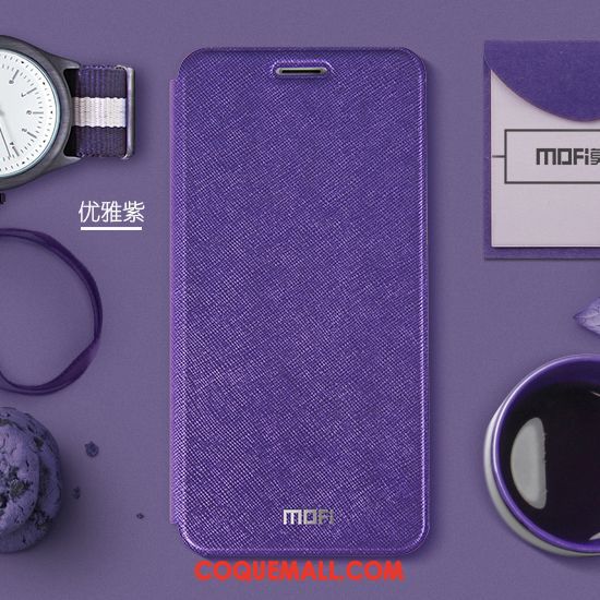 Étui Xiaomi Mi Max 3 Simple Personnalité Violet, Coque Xiaomi Mi Max 3 Téléphone Portable Étui En Cuir Beige