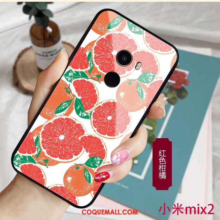 Étui Xiaomi Mi Mix 2 Rouge Fraise Fruit, Coque Xiaomi Mi Mix 2 Protection Petit Orange Beige