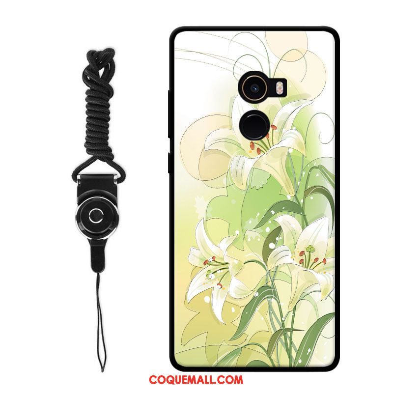 Étui Xiaomi Mi Mix 2 Simple Frais Fleur, Coque Xiaomi Mi Mix 2 Téléphone Portable Ornements Suspendus Beige