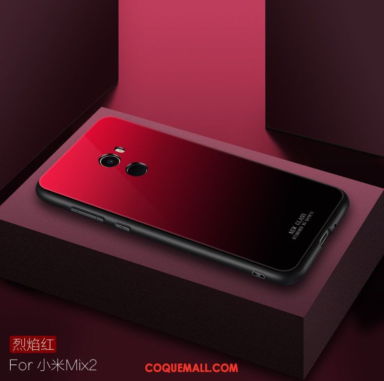 Étui Xiaomi Mi Mix 2 Tout Compris Rouge Incassable, Coque Xiaomi Mi Mix 2 Petit Verre Beige