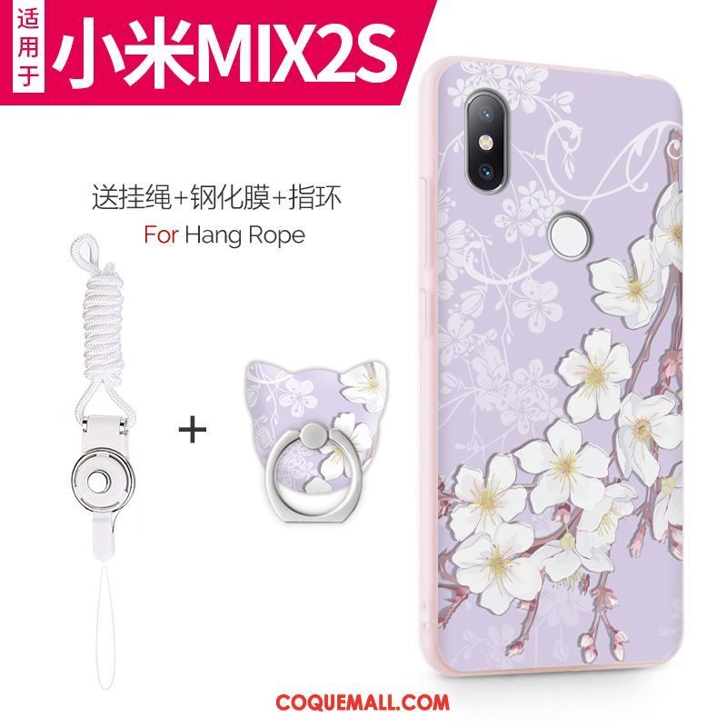 Étui Xiaomi Mi Mix 2s Violet Tout Compris Incassable, Coque Xiaomi Mi Mix 2s Petit Téléphone Portable Beige