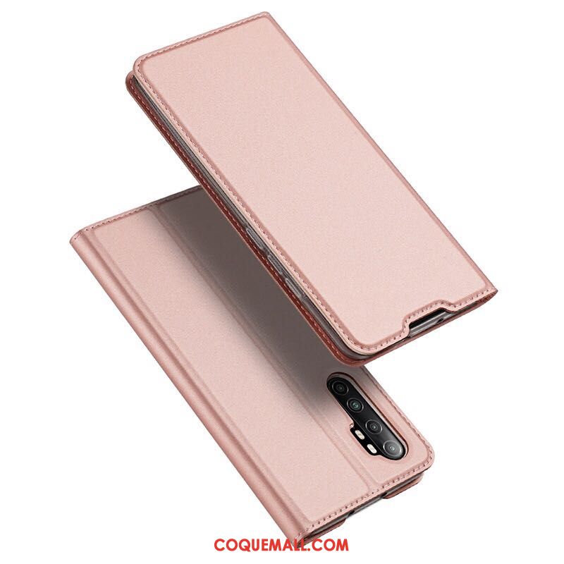 Étui Xiaomi Mi Note 10 Lite Business Petit Téléphone Portable, Coque Xiaomi Mi Note 10 Lite Rose En Cuir Beige
