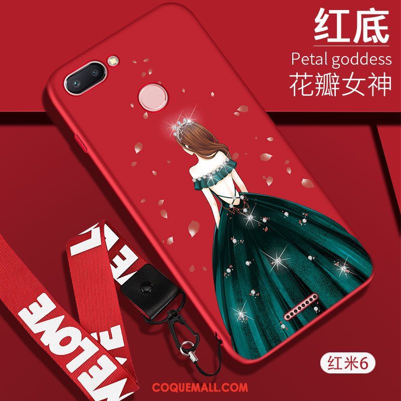 Étui Xiaomi Redmi 6 Rouge Délavé En Daim Tout Compris, Coque Xiaomi Redmi 6 Petit Silicone Beige