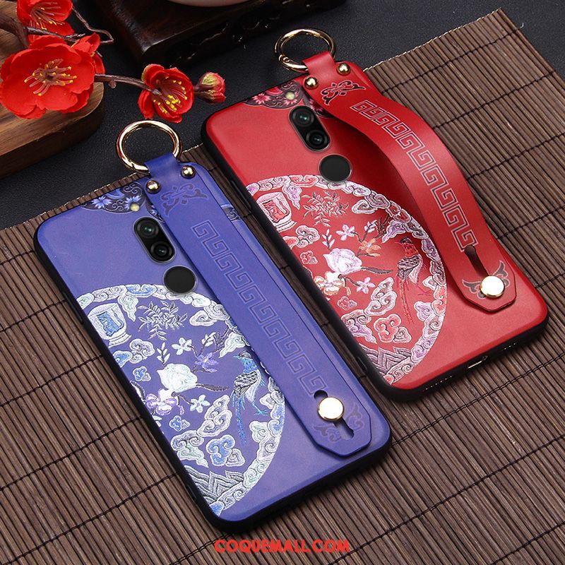 Étui Xiaomi Redmi 8 Incassable Style Chinois Téléphone Portable, Coque Xiaomi Redmi 8 Créatif Gaufrage Beige