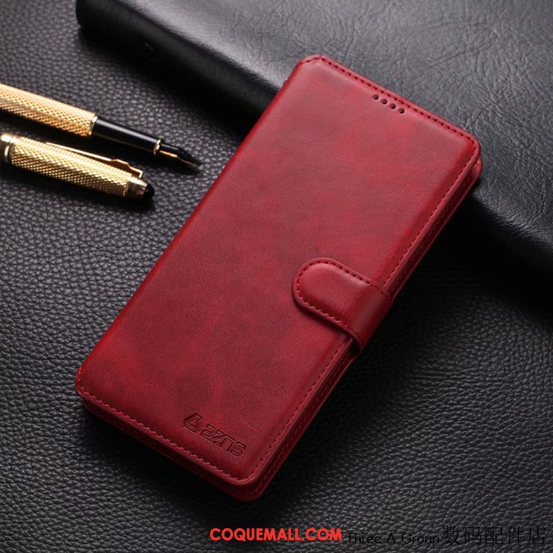 Étui Xiaomi Redmi Note 8 Pro Rouge Personnalité Business, Coque Xiaomi Redmi Note 8 Pro Téléphone Portable En Cuir Beige