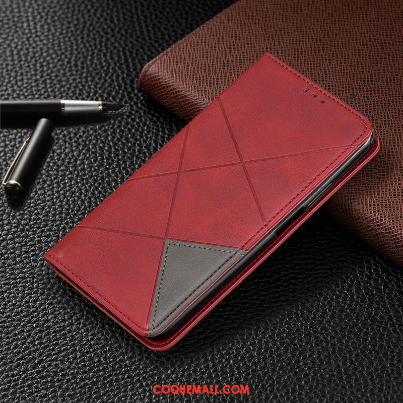 Étui Xiaomi Redmi Note 8t En Cuir Tout Compris Petit, Coque Xiaomi Redmi Note 8t Rouge Téléphone Portable Beige