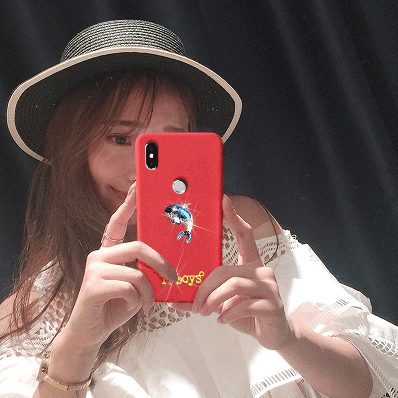 Étui Xiaomi Redmi S2 Dessin Animé Rouge Petit, Coque Xiaomi Redmi S2 Strass Tout Compris Beige