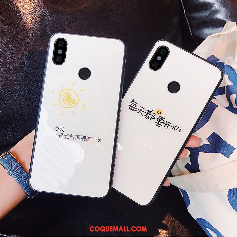 Étui Xiaomi Redmi S2 Verre Amoureux Blanc, Coque Xiaomi Redmi S2 Personnalité Créatif Beige