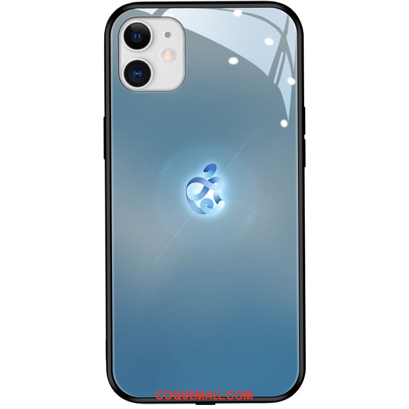 Étui iPhone 12 Marque De Tendance Bleu Verre, Coque iPhone 12 Mode Dégradé De Couleur