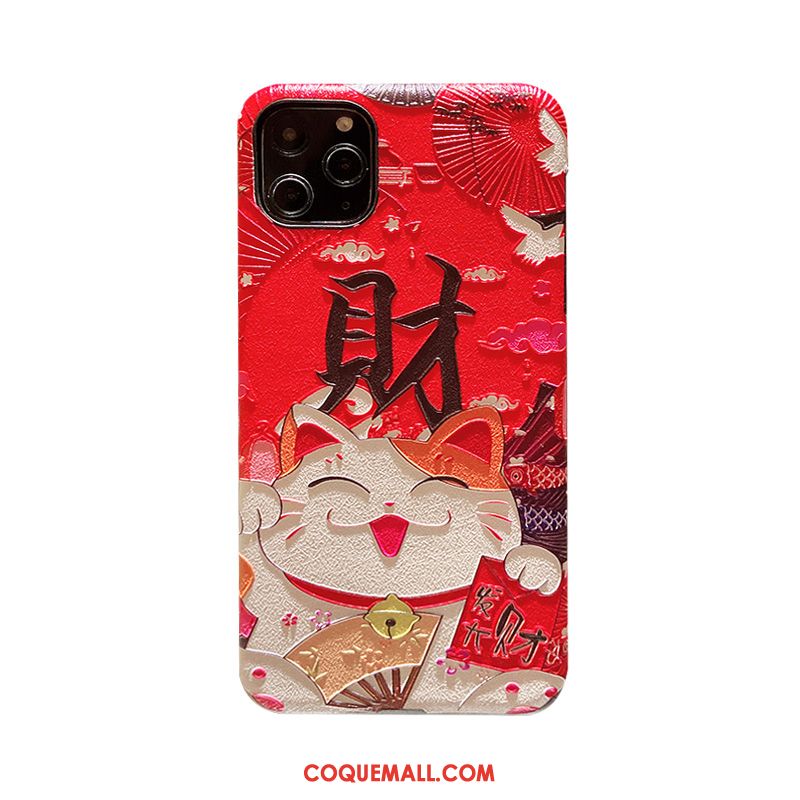 Étui iPhone 12 Pro Max Amoureux Chat Gaufrage, Coque iPhone 12 Pro Max Style Chinois Richesse
