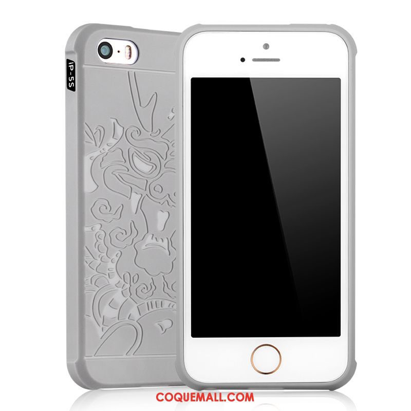 Étui iPhone 5 / 5s Téléphone Portable Noir Créatif, Coque iPhone 5 / 5s Silicone Fluide Doux