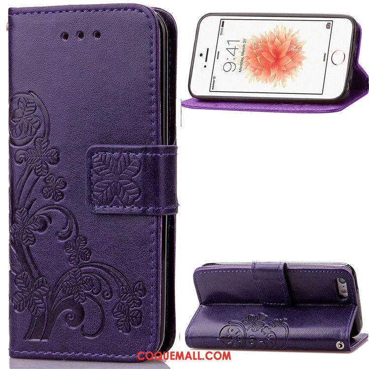 Étui iPhone 5 / 5s Étui En Cuir Protection Violet, Coque iPhone 5 / 5s Silicone Téléphone Portable