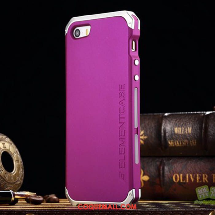 Étui iPhone Se Métal Téléphone Portable Violet, Coque iPhone Se Luxe Incassable