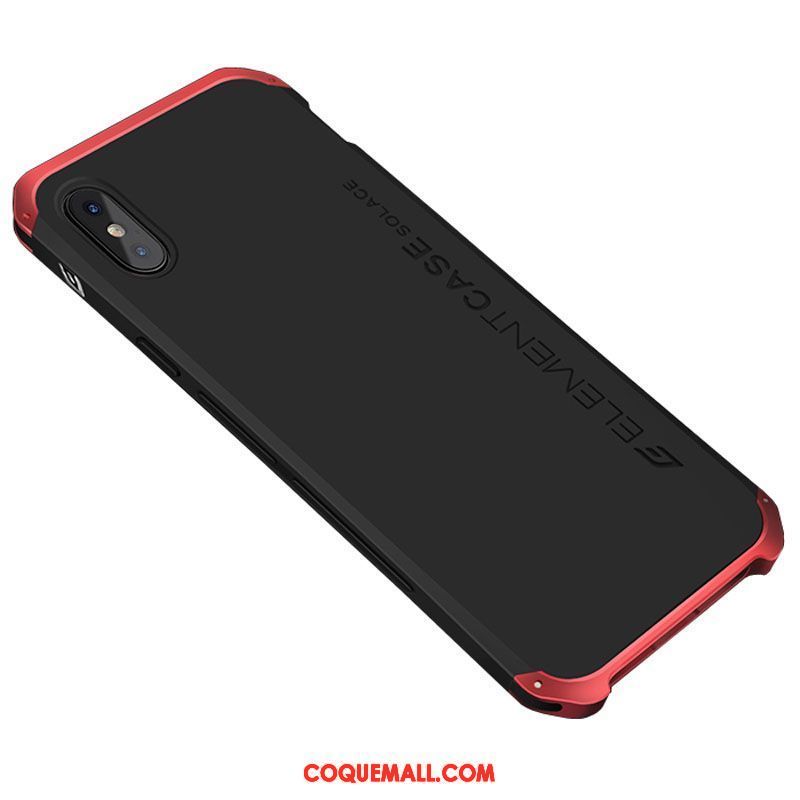 Étui iPhone X Délavé En Daim Protection Tendance, Coque iPhone X Rouge Noir