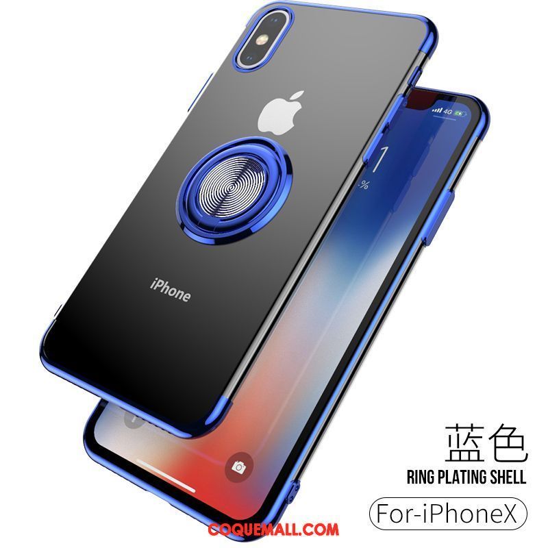 Étui iPhone X Protection Support Téléphone Portable, Coque iPhone X Silicone Bleu
