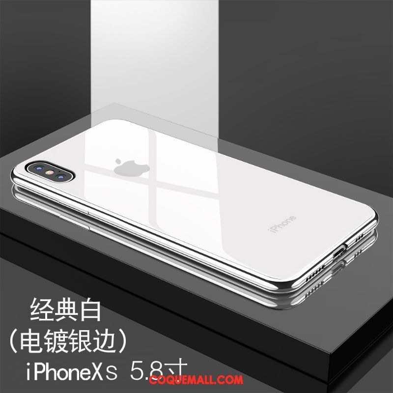 Étui iPhone Xs Blanc Silicone Téléphone Portable, Coque iPhone Xs Tout Compris Verre