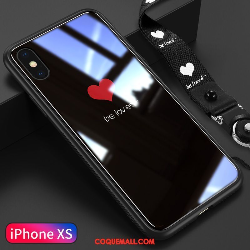 Étui iPhone Xs Net Rouge Tendance Amoureux, Coque iPhone Xs Noir Amour