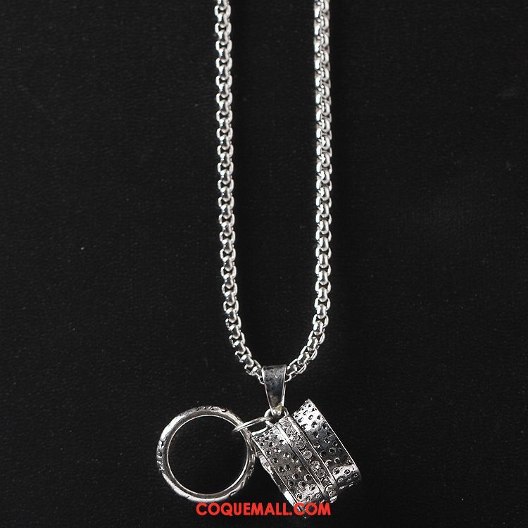 Bijoux En Argent Homme All-match Pendentif Filles, Bijoux En Argent Rue Noir