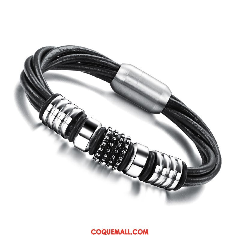 Bijoux En Argent Homme Aptitude Multicouche Mode, Bijoux En Argent Rétro Bracelet