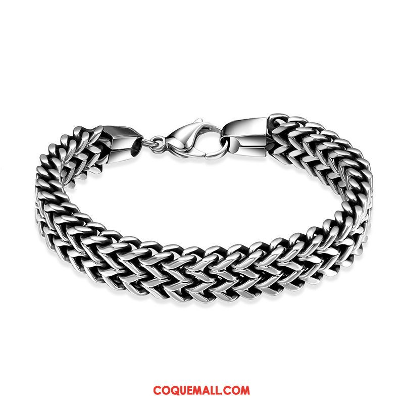 Bijoux En Argent Homme Bracelet Rétro Europe, Bijoux En Argent Simple Main En Cuir