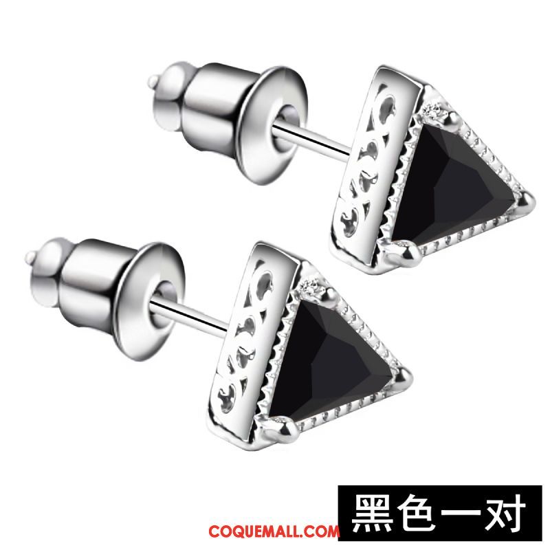 Bijoux En Argent Homme Triangle Tendance Créatif, Bijoux En Argent Personnalité Noir