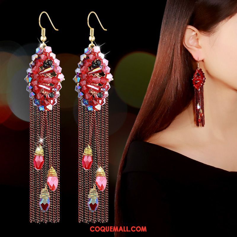 Boucles D'oreilles Femme Accessoires Décoration Robe, Boucles D'oreilles Folk-custom Tassel Beige