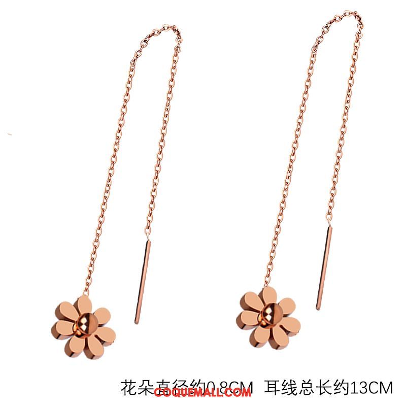 Boucles D'oreilles Femme All-match Tempérament Simple, Boucles D'oreilles Rose Pendentif Gold