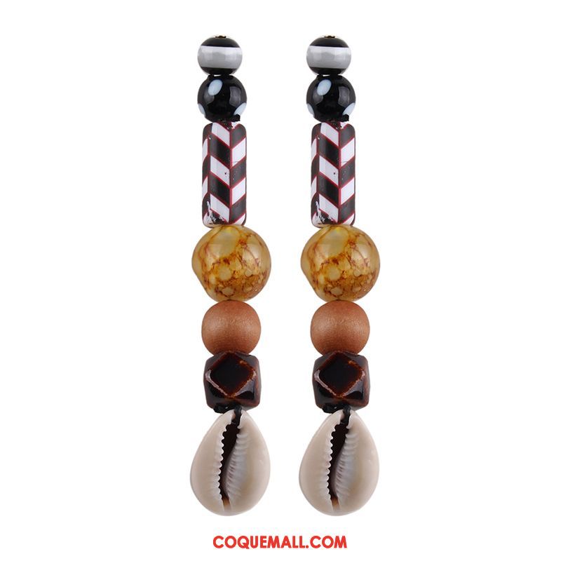 Boucles D'oreilles Femme All-match Été Multicolore, Boucles D'oreilles Réseau Vacances Beige