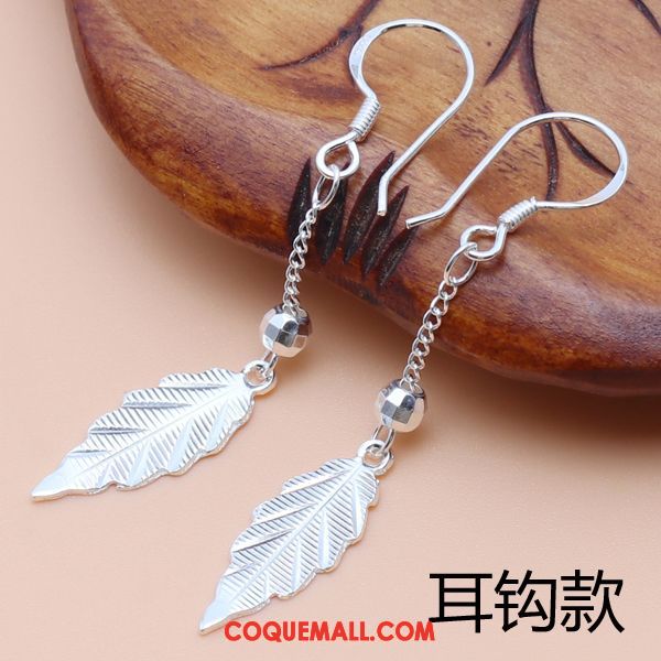 Boucles D'oreilles Femme Argenté Feuilles Court Paragraphe, Boucles D'oreilles Pure Rétro